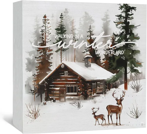 Miniatura 8 de Letrero Hola Invierno, Decoraciones de Invierno para el Hogar, Letrero de Caja de Madera de Muñeco de Nieve de Navidad, Letreros de Madera de Muñeco