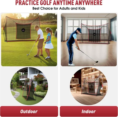 Miniatura 7 de Red de práctica de golf, red de campo de conducción resistente con objetivo de astillado de alto impacto, incluye bolsa de transporte y pelotas