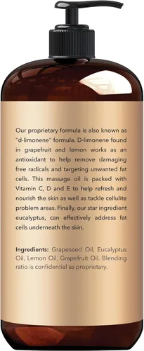 Miniatura 2 de New York Biology - Aceite de masaje anticelulítico, 8 onzas líquidas, fabricado con aceites 100% naturales, aceite corporal para terapia de masaje