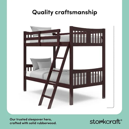 Miniatura 3 de Storkcraft Caribou Litera Twin sobre Twin Litera (Espresso) - Certificado GREENGUARD Gold, Literas Twin para Niños, Se Convierte en 2 Camas Twin
