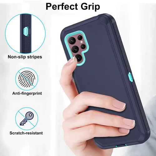 Miniatura 6 de Asuwish Funda de teléfono para Samsung Galaxy S22 Ultra 5G con protector de pantalla de vidrio templado y cubierta para celda, híbrida a prueba
