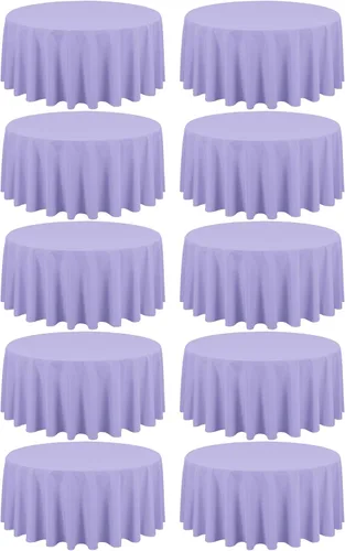 Miniatura 149 de Paquete de 10 manteles de poliéster de 60 x 102 pulgadas, manteles de poliéster beige para mesas rectangulares de 6 pies, resistentes a las manchas