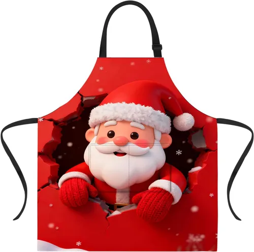 Miniatura 46 de ANNA QUEEN Delantal de Feliz Navidad para mujeres y hombres con bolsillos, delantal de muñeco de nieve, delantal de cocina ajustable para cocinero