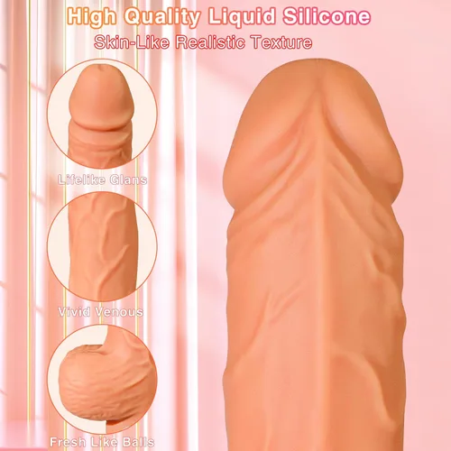 Miniatura 9 de Máquina sexual de empuje con consolador realista para mujeres con 10 modos de vibración y empuje para estimulación del punto G, clítoris y anal