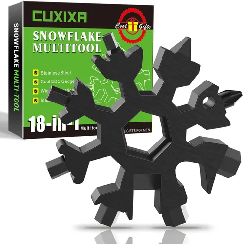 Miniatura 9 de CUXIXA Relleno de calcetines para hombres, multiherramienta 18 en 1, multiherramienta de copo de nieve de acero inoxidable, accesorios geniales