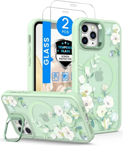 Miniatura 21 de Dretal Magnético para iPhone 11 Pro, Funda Floral, Protector de Pantalla, Anillo de Lente Integrado, Soporte, Protección de Grado Militar, Funda