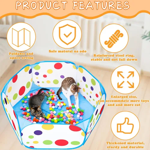 Miniatura 3 de Palksky Juguetes interactivos para gatos con hoyo de bolas para gatos, bolas de juguete, lanzador de bolas, juguetes de primavera para gatos