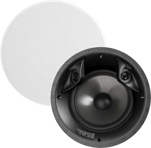 Polk Audio Altavoces de sonido envolvente redondos de 2 vías 80F/X-RT en el techo, woofer de 8 pulgadas, tweeters duales de 3/4 pulgadas | 100