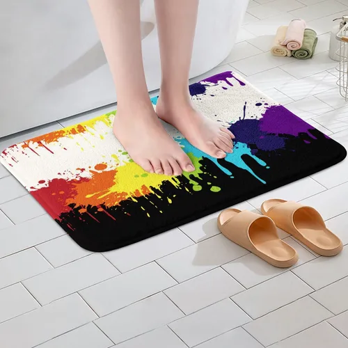 Miniatura 2 de Erosebridal Alfombras de teñido anudado arcoíris de 20 x 32 pulgadas, coloridas alfombras esponjosas para dormitorio, multicolor, alfombra duradera