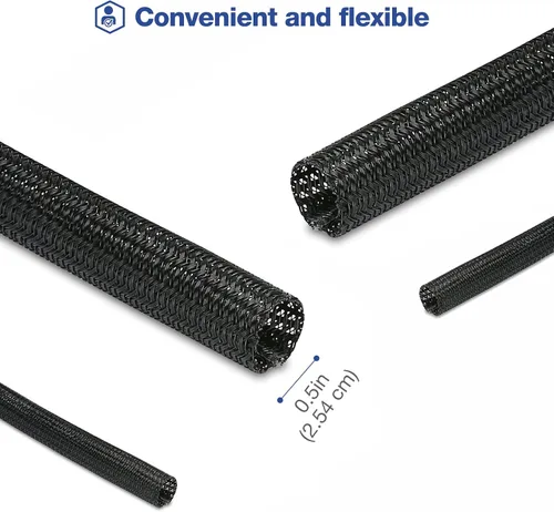 Miniatura 5 de JOTO Paquete de 1 funda de organización de cables, sistema organizador de cables de 10 pies con cremallera para TV, computadora, oficina