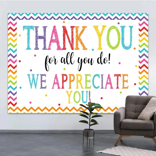Miniatura 2 de Telón de fondo de 7 x 5 pies con texto en inglés "Thank You for All You Do", "Felicitaciones, graduados", "Be Thankful to the Teacher Doctor Staff