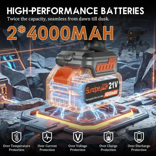 Miniatura 6 de 21V Cordless Impact Wrench - 750Ft-lbs(1000N·m) High Torque Brushless Power 1/2 Inch Impact Gun with 2 x 4.0Ah Batteries & 6 Sockets & Fast Charger