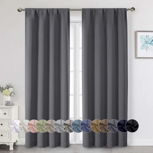 Miniatura 82 de Cortinas opacas para dormitorio, sala de estar, juego de 2 paneles de 54 pulgadas de largo, cortinas de oscurecimiento de habitación con aislamiento