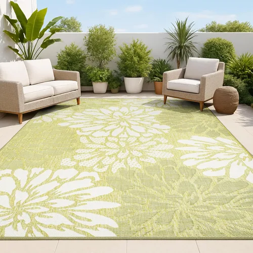 Miniatura 17 de JONATHAN Y Alfombra Corredor de Tejido Texturizado Floral para Interiores y Exteriores 2X8 Marrón/Crema, Zinnia Moderna para Patio Trasero, Patio