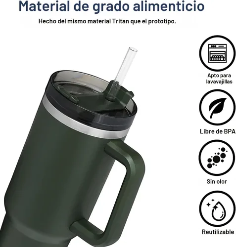 Miniatura 5 de Popote de repuesto compatible con vaso tumbler Stanley de 40 onzas y 30 onzas, paquete de 6 popotes reutilizables con cepillo de limpieza, plástico