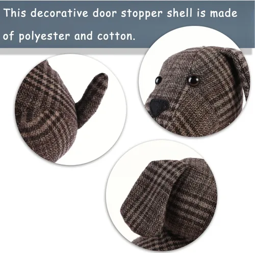 Miniatura 2 de Lindo tope decorativo para puerta para piso de casa y oficina, topes de puerta de tela con animales, protectores de pared pesados, perrito a cuadros