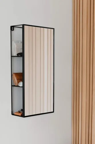 Miniatura 10 de Umbra Cubiko - Armario de almacenamiento rectangular de metal negro de 24 x 12 pulgadas con 3 estantes