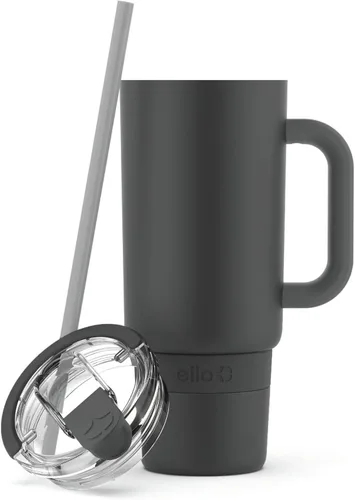 Miniatura 11 de Ello Port - Vaso de 40 onzas con asa de transporte y asa integrada, botella de agua reutilizable de acero inoxidable aislada al vacío, taza de viaje