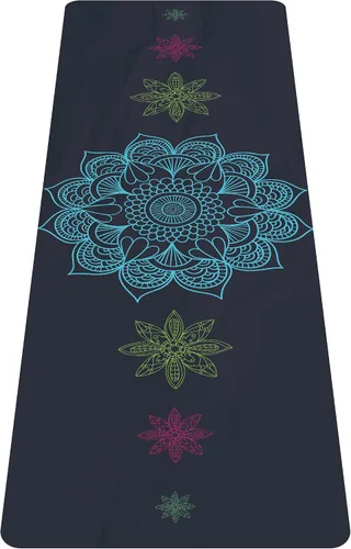 Miniatura 16 de nuveti Esterilla de yoga de viaje impresa - Esterilla de ejercicios y entrenamiento de 1/16 de pulgada de grosor, antideslizante, con bolsa