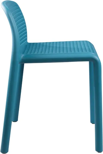 Miniatura 5 de CozyBlock Punch - Silla de comedor apilable perforada para interior y exterior, juego de 4 (azul turquesa)