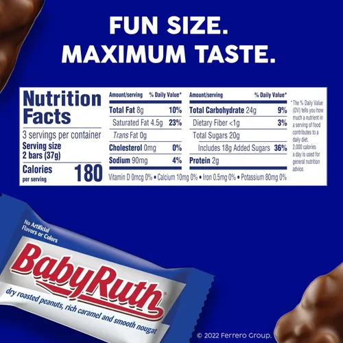 Miniatura 2 de Baby Ruth Chocolate, cacahuete, caramelo, turrón, barras de caramelo envueltas individualmente, grandes regalos del día de San Valentín para niños