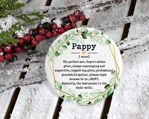 Miniatura 2 de Pappy Noun Ornamento – Adorno de Navidad para Pappy – Adorno del Día del Padre – Regalos de Pappy – Definición de Pappy – Recuerdo impreso en un lado