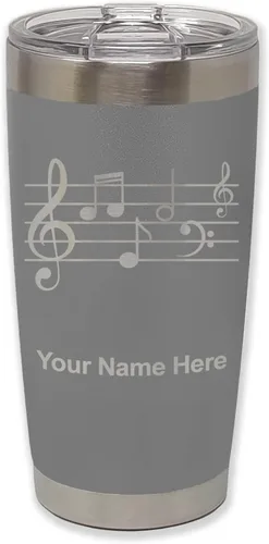 Miniatura 16 de LaserGram Vaso aislado al vacío de 20 onzas, personal de música, grabado personalizado incluido (negro)