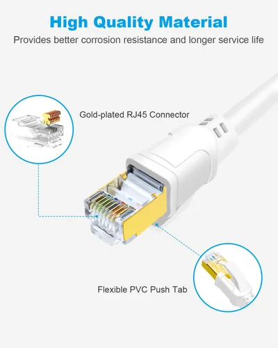 Miniatura 4 de DDMALL - Cable Ethernet CAT 8 de 3 m, de alta velocidad 40 Gbps, 2000 MHz, FFTP CAT8, cable de conexión de red para interiores y exteriores, LAN