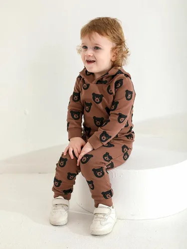 Miniatura 31 de Ropa de bebé niño niño manga larga con estampado de oso + pantalones deportivos