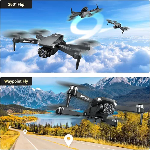Miniatura 5 de Dron con cámara para adultos y niños, mini dron 2K con una tecla para despegar/aterrizar FPV Drone con motor sin escobillas, retención de altitud