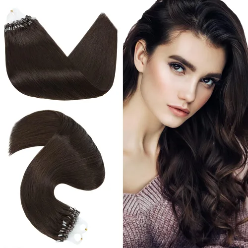 Miniatura 11 de Hairro Micro Loop - Extensiones de cabello humano microenlaces de microperlas de cabello Remy para mujer, reflejos degradados, fusión fría, micro