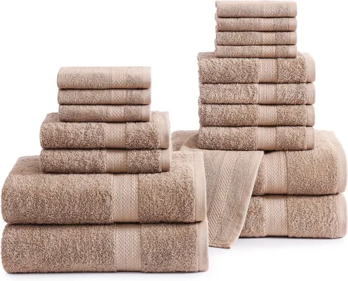 Miniatura 26 de LANE LINEN - Juego de toallas de baño, 18 piezas, 100% algodón, tamaño grande, 4 toallas de baño, 6 toallas de mano, 8 toallas pequeñas, para spa