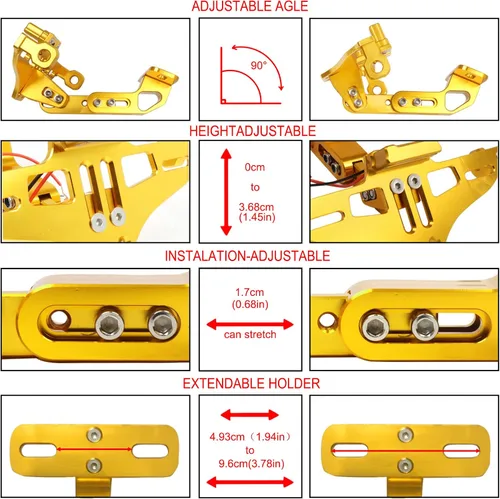 Miniatura 6 de Soporte universal para placa de matrícula de motocicleta, cola trasera, soporte para placa de matrícula, eliminador de guardabarros con luz LED