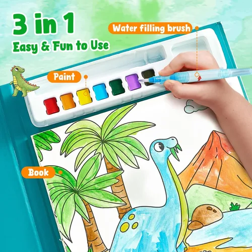 Miniatura 3 de JoyCat Libros para colorear con pintura de agua para niños pequeños, juegos de pintura acuarela para niños de 3-5 4-8 años, juguete de manualidades