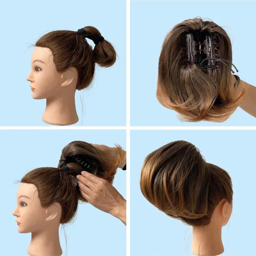 Miniatura 4 de CAISHA Cola de caballo con clip de mariposa para el cabello moño peinado nupcial hepburn moño Scrunchie recto negro H401
