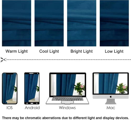 Miniatura 7 de XWZO Cortinas de terciopelo azul de 63 pulgadas de largo, elegantes cortinas de lujo suaves para sala de estar, aislamiento térmico, oscurecimiento