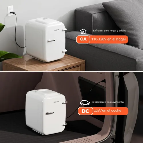 Miniatura 6 de YASHE Mini nevera, refrigerador pequeño de 4 litros/6 latas para el cuidado de la piel, 110 V CA/12 V CC, enfriador termoeléctrico y calentador