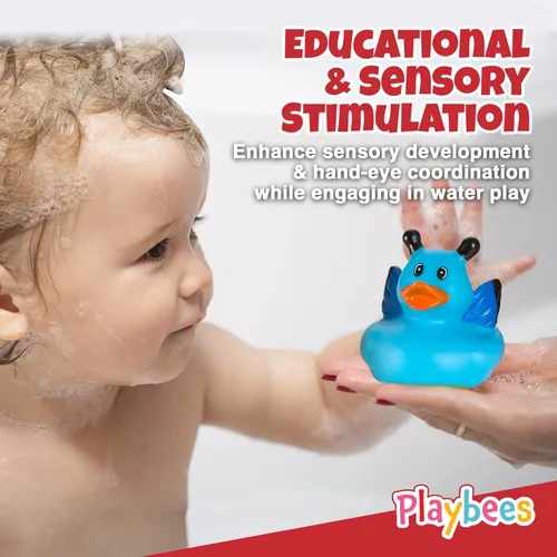Miniatura 4 de Playbees - Patitos de goma en paquete de 12 unidades, surtido de juguetes de baño para bebés, flotadores Jeep para niños, para el verano, la playa