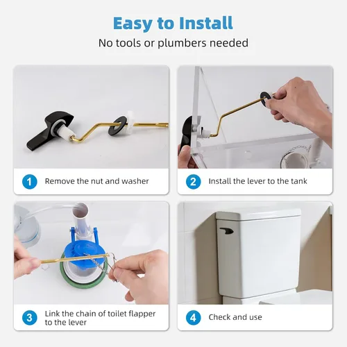 Miniatura 6 de Kit universal de repuesto para manija de inodoro negra, mango de inodoro de montaje lateral/angular, compatible con Kohler Mate negro
