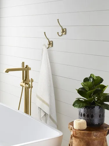 Miniatura 2 de Amerock H37002BBZ Kinsale Gancho decorativo de pared de doble punta, gancho dorado champán para abrigos, sombreros, mochilas, bolsas Ganchos