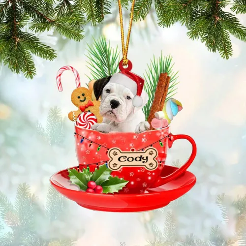 Miniatura 93 de NAZENTI Adorno personalizado de Alaskan Malamute en taza roja, adorno de Navidad personalizado para perros amantes de las mascotas, colgante