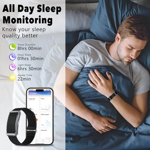 Miniatura 5 de Pulsera de salud, seguimiento inteligente de fitness para hombres y mujeres, monitor de sueño 24 horas, monitor de estrés y presión arterial