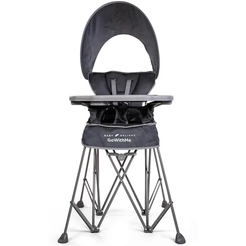 Baby Delight Go with Me Uplift Silla alta portátil de lujo, toldo para el sol, interior y exterior, color gris
