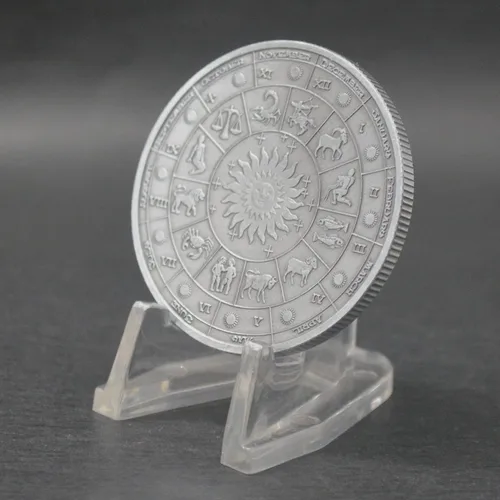 Miniatura 4 de Aomcisi Moneda creativa de doce constelaciones del zodiaco, monedas conmemorativas de plata antigua, decoración del hogar, manualidades, colección