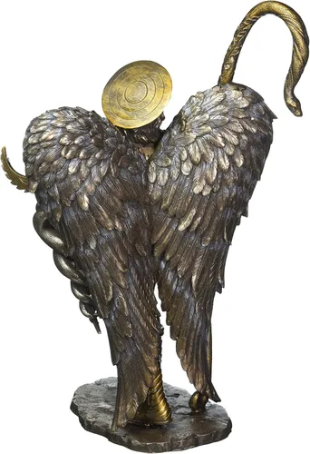 Miniatura 2 de Estatua de Arcángel de San Rafael con caduceo Bastón de curación Acabado de Bronce 8566
