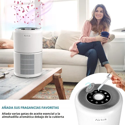 Miniatura 2 de Paquete de 2 purificadores de aire para el hogar y dormitorio con filtro True HEPA H13 para humo, tabaco, polvo, olores, polen, caspa de mascotas
