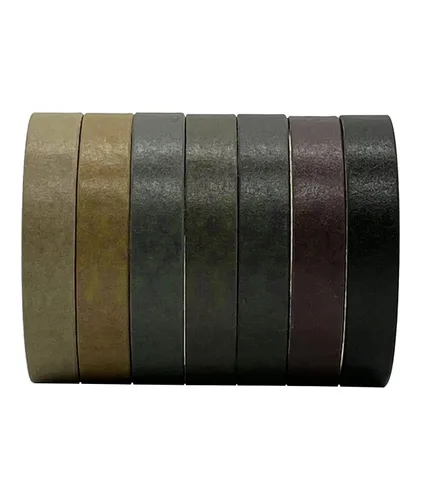 Juego de cintas washi finas de color marrón vintage, 7 rollos de decoración de colección básica, 0.236 in de ancho, cintas decorativas japonesas