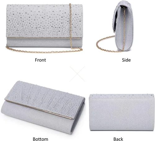 Miniatura 2 de Bolsas de noche para mujer, con lentejuelas con purpurina, bolso de mano brillante para mujer, bolso formal de boda, fiesta, baile