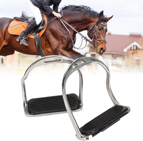 Miniatura 7 de Estribos para silla de montar, acero inoxidable, ligero, de seguridad, pista ancha, estribo, antideslizante, equitación, suministros