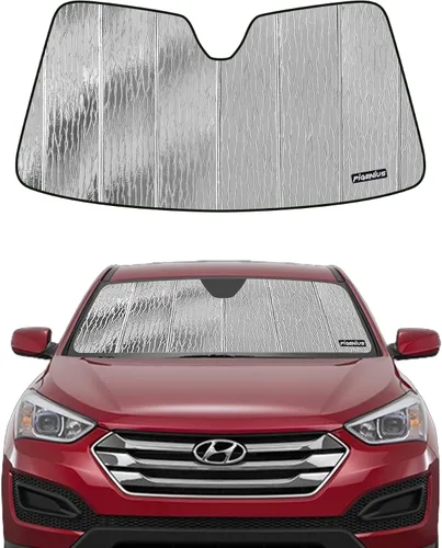 Miniatura 12 de Pigenius Parasol de parabrisas para Hyundai Santa Fe 2019-2023 (5 pasajeros), reversible, color plateado y negro AstraGuard